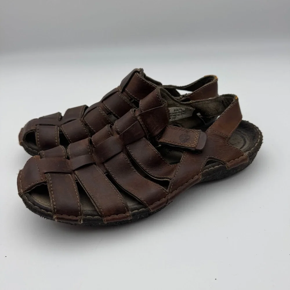 Timberland Altamonte Leather Fisherman Sandals Brown Mens 9M 65511 Smart Comfort